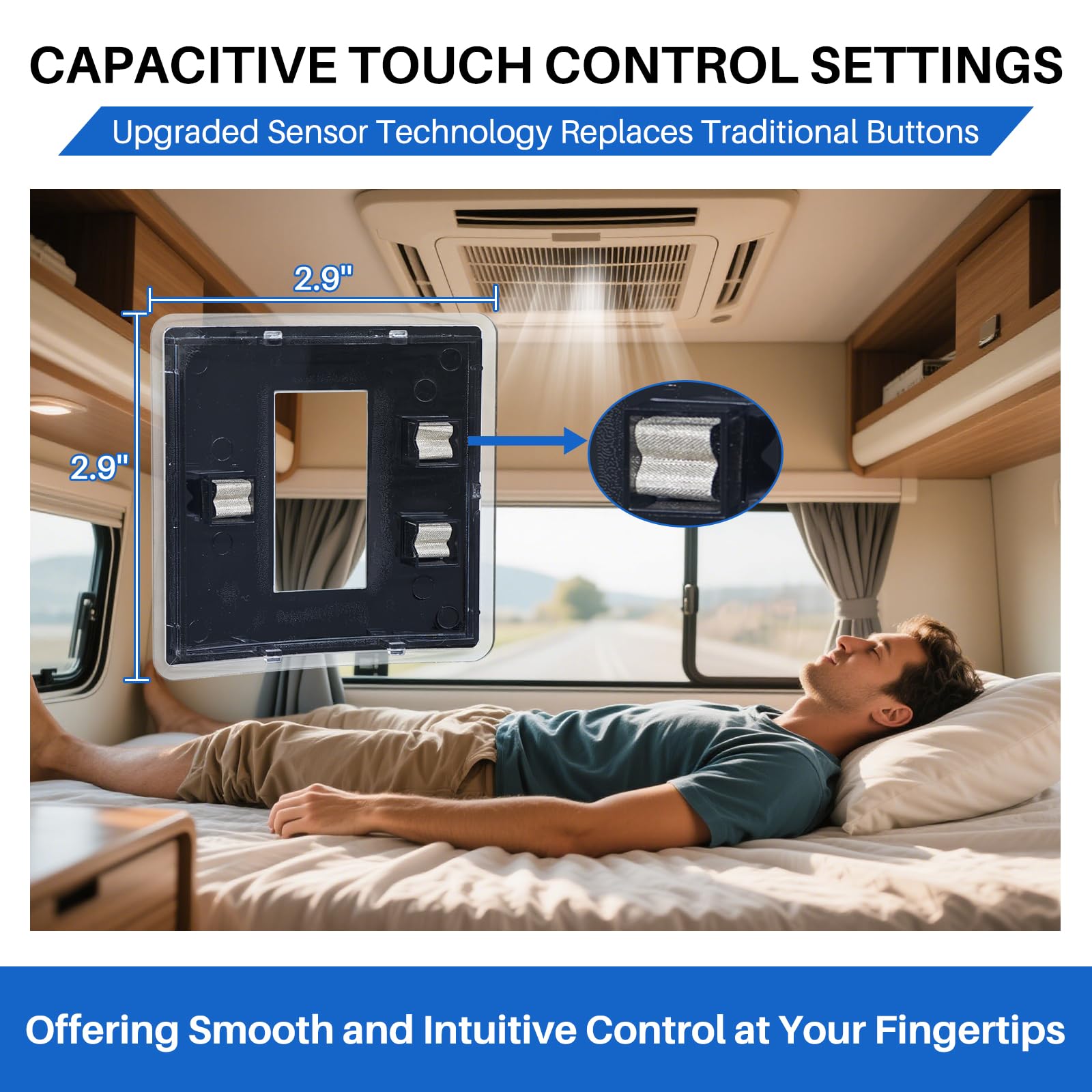 Termostato de repuesto para RV compatible con Dometic CT termostato 3316250.712, control de termostato digital de pared de una sola zona de 3 cables para frío/calor, 12 V CC, sensible al tacto
