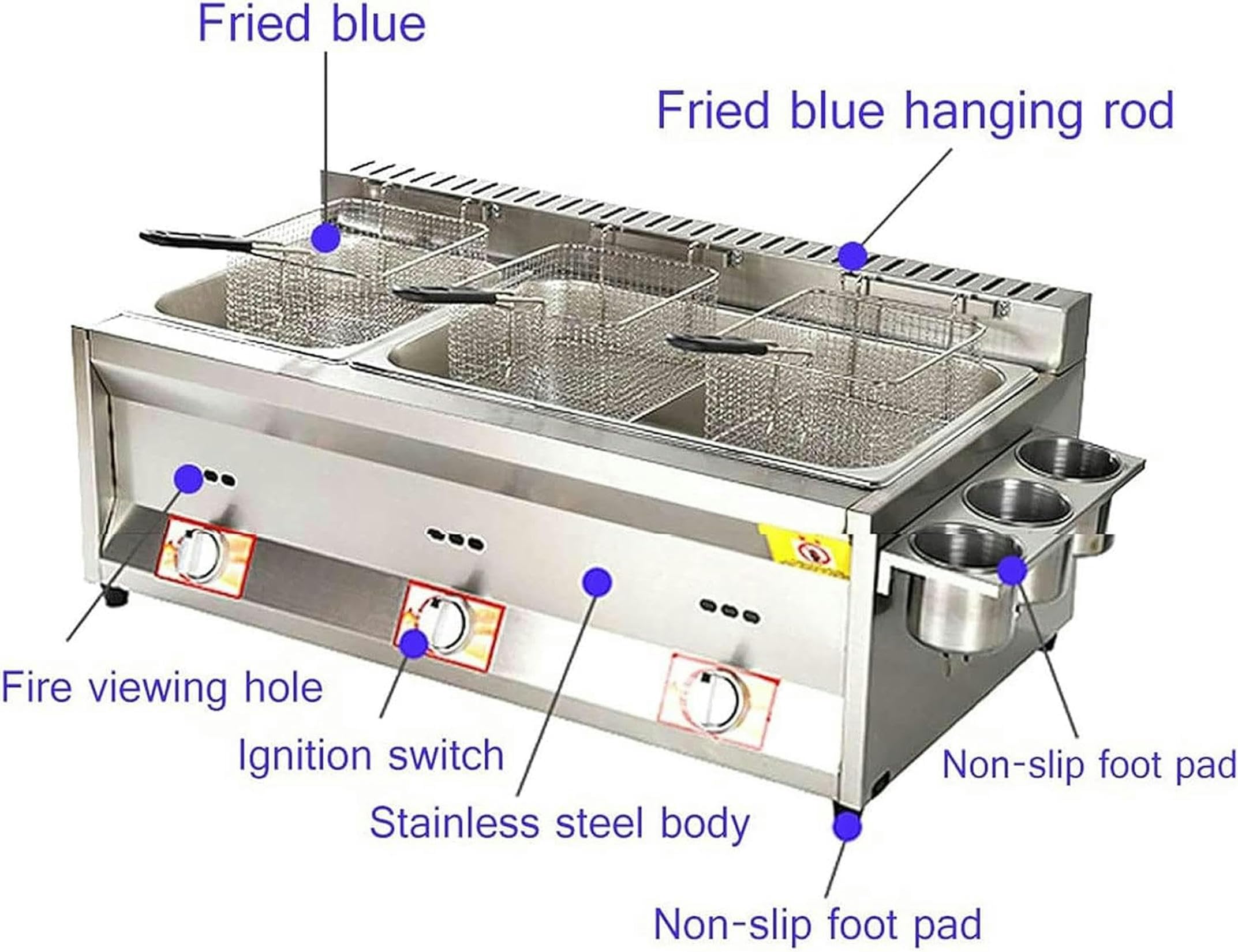 Friggitrice Professionale A Gas da 10 Litri, Regolazione Manuale della Temperatura, in Acciaio Inox, A Infrarossi, con Cestello Rimovibile, per Patatine Fritte