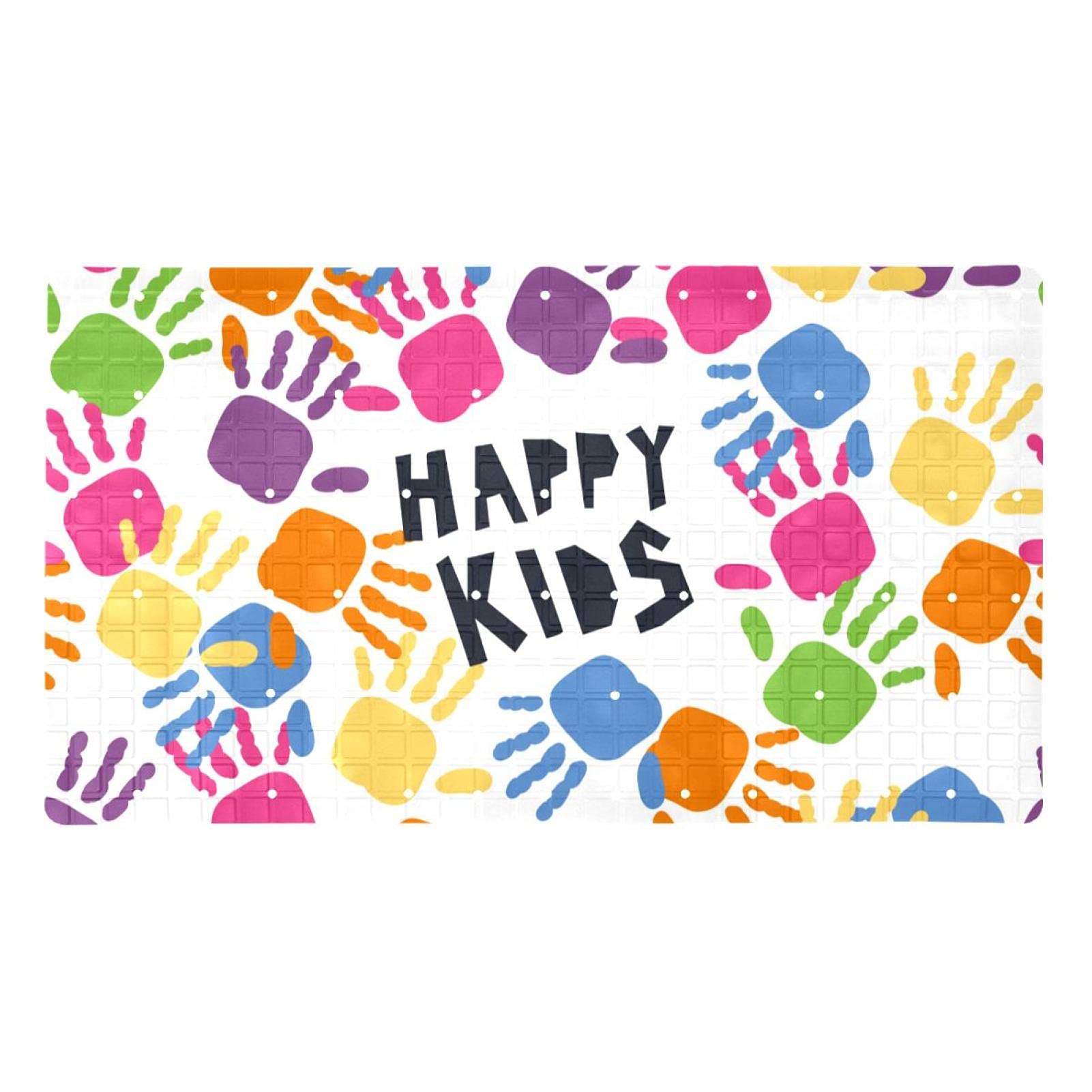 Tapis de bain antidérapant Kids Hands bleu à ventouses pour la douche