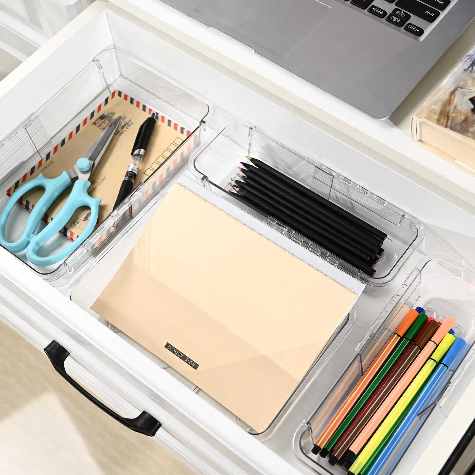 15 organizer trasparenti per cassetti, regolabili, organizer per cassetti da scrivania, bidoni in acrilico per trucchi, cosmetici, gioielli