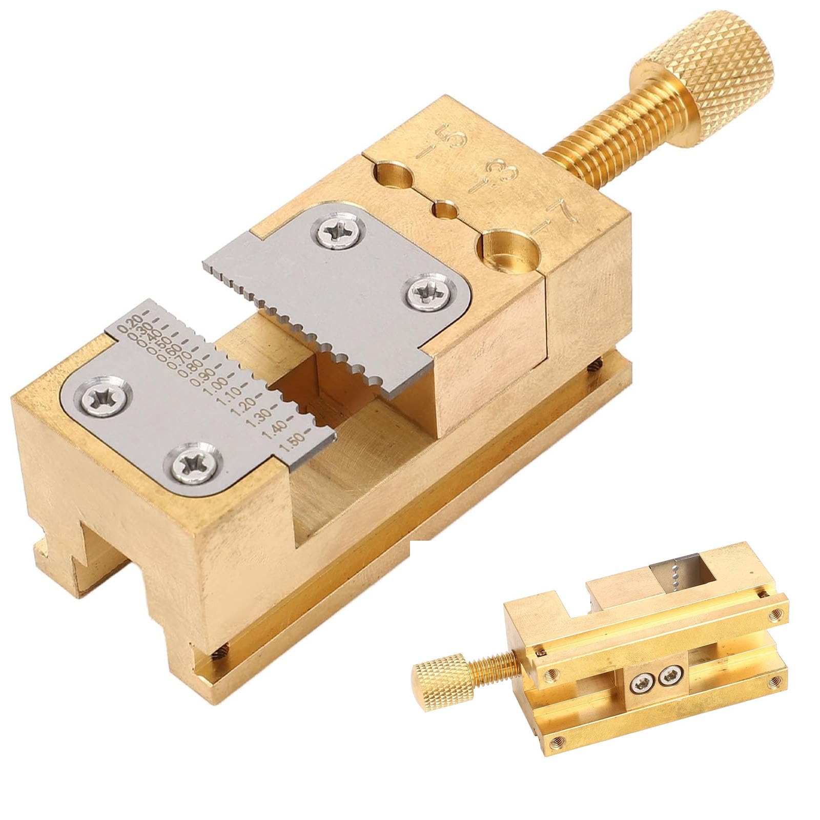 Watch Repair Vise Clamp, 0.2-1.5mm Professional Versatile Watch Repair Metal Vises, Brass Watching Vice Clamps for Hands Wheels, Mini Flat Clamp Holder Vise, Fit for Jewelers Watchmaker Carving