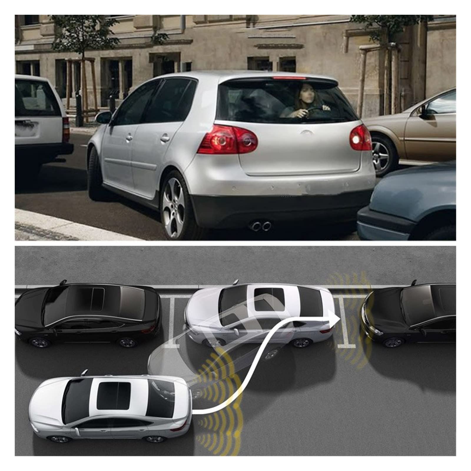 8 Capteur De Stationnement Parktronic Voiture Automobile Radar De Recul Électronique Arrière Auto Détecteur Arrière Kit D'assistance Buzzer Car Parking Sensors(Blanc)