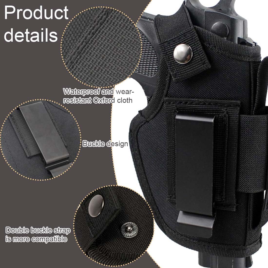 Fondina da Trasporto Nascosta, 2 Pezzi Fondina da Cintura Pistola, Fondina per Pistola Nascosta, Borsa Tattica per Pistola in Vita, Fondina Pistola Destra Sinistra Universale