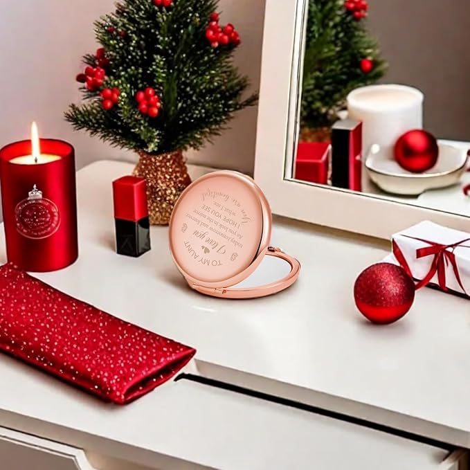 Espejo Compacto Regalo para Tía Polzwgck Acero Inoxidable Rosa miniatura 5