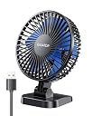 Gaiatop Small Table Fan, 4 Inch Ultra-Quiet, 40° Adjustment For Better Cooling, 3 Speeds Portable Mini Powerful Desktop Table Fan, Small Personal Cooling Fan For Home, Office (Blue Blade), 4 stars gallery image