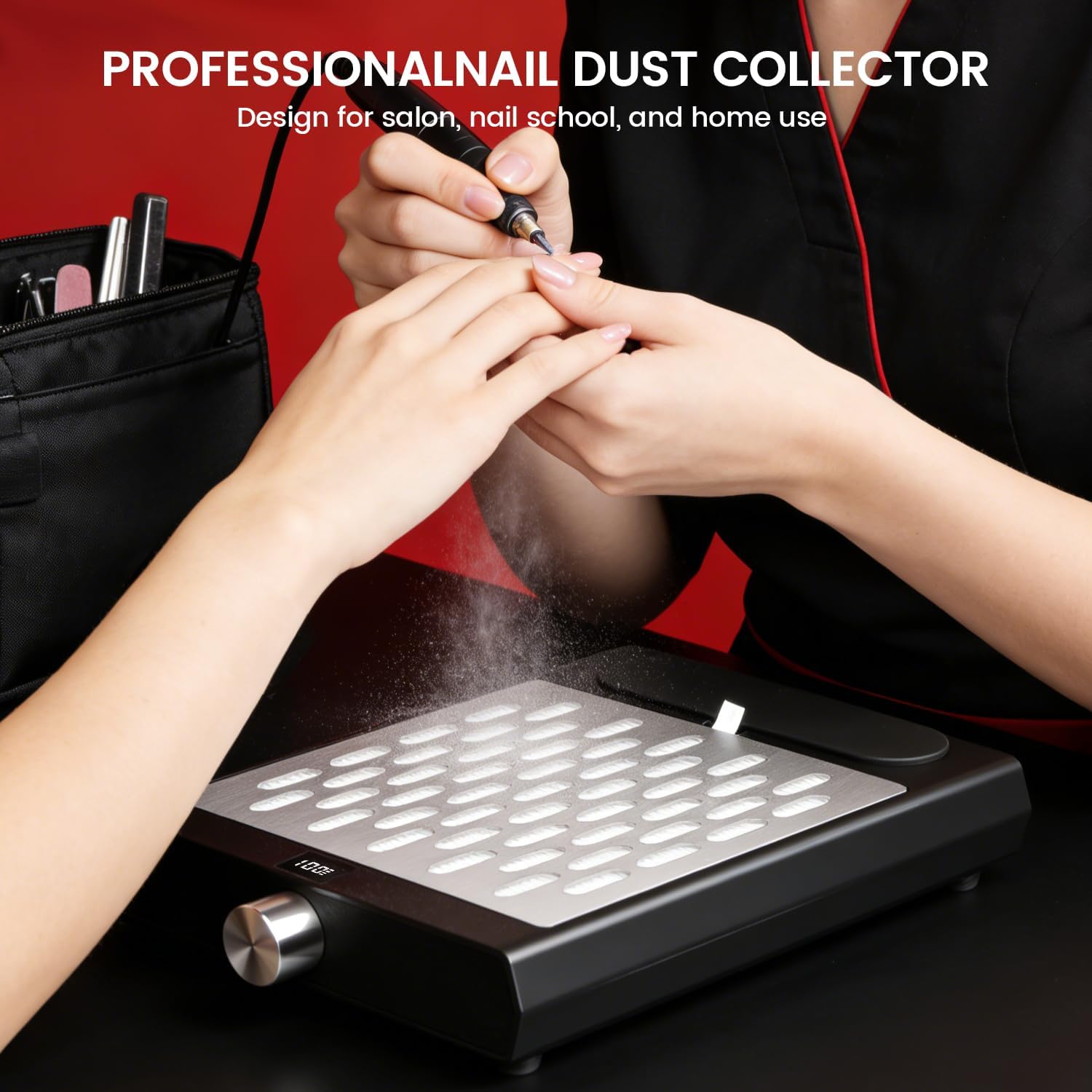AIKYA Professional Nail Dust Collector - 4000RPM Powerful Vacuum with 10 Speed Settings, Quiet Cordless Extractor for Acrylic Nails, Salon & Home Use