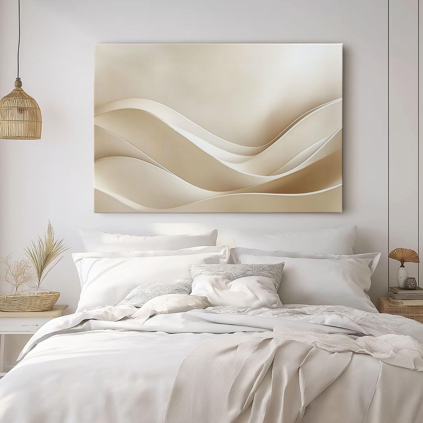 Cuadro sobre Lienzo 150 x 50 cm (Sin marco), Cuadros Lienzos Rayas Simples Y Onduladas Para Salón Dormitorio Comedor Oficina, Moderno Luz Grande Decoracion