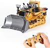 Multifunctional RC Bulldozer Excavator Remote Control Construction Vehicle Toy Large Size Highly Simulated Design Hobby Toy for Kids Yellow
