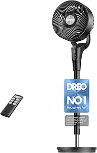 Dreo 20 dB Silent Standing Fan for Bedroom, 42" Pedestal Fans with Remote, 90° Oscillating, 90° Manual Vertical Cooling Fan, 8 Speeds, Adjustable Height, 8H Timer, Child Lock, LED Display[Upgraded]