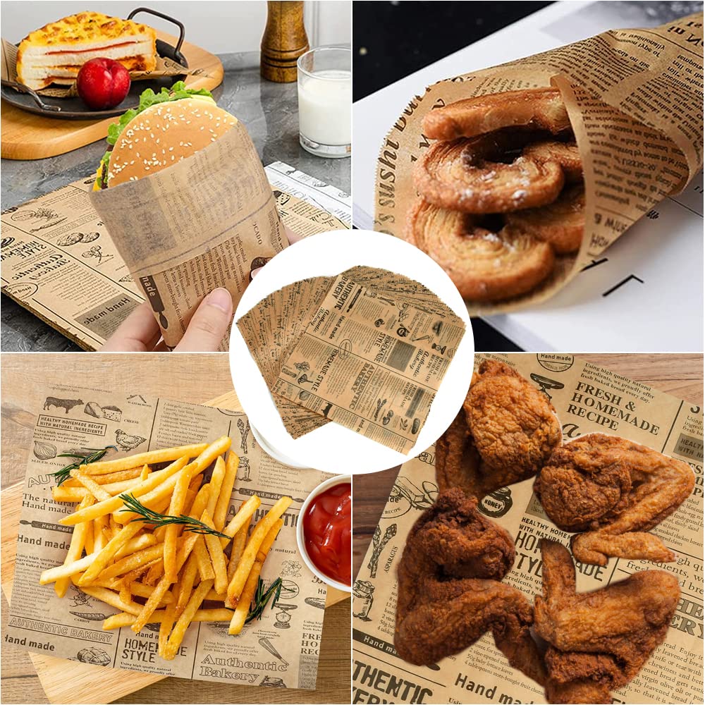 Miss Bakery's House Carta Da Regalo Per Alimenti 25x25 Cm – 100 Fogli Marroni, Oleata, Resistente, Impermeabile, Adatta A Microonde Fino A 200°C