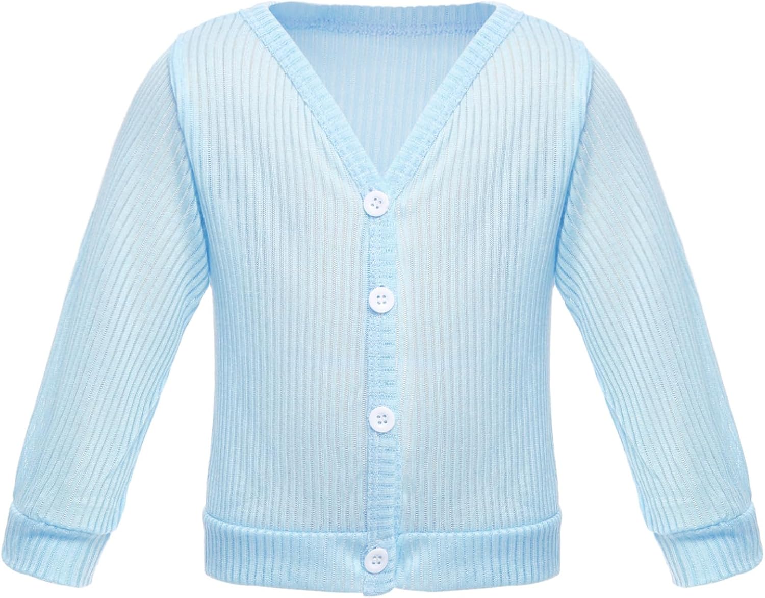 Sywiyi Baby Girls Knit Cardigan Sweater Toddler Long Sleeve V-Neck Button Down Soft Lightweight Knitted Tops