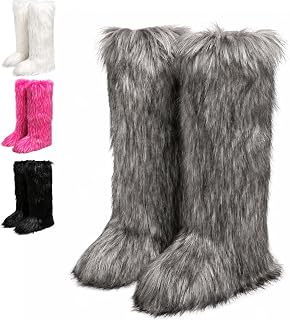 Generic Furry Boots For Women, Knee High Faux Fur Snow Boots, y2k Style