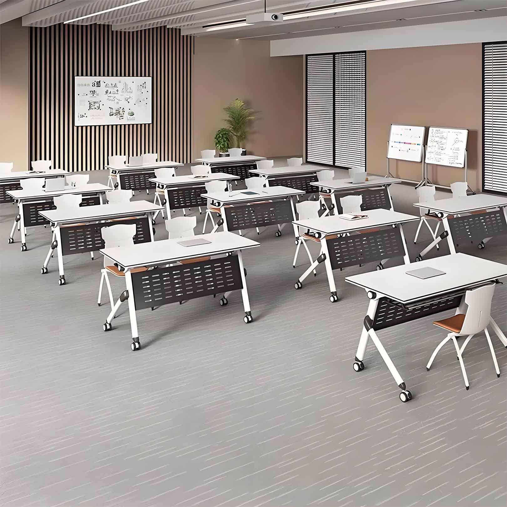 Tavolo da conferenza pieghevole con ruote bloccabili, postazione di lavoro modulare per riunioni e collaborazione, ideale per casa, ufficio, studio e spazi flessibili