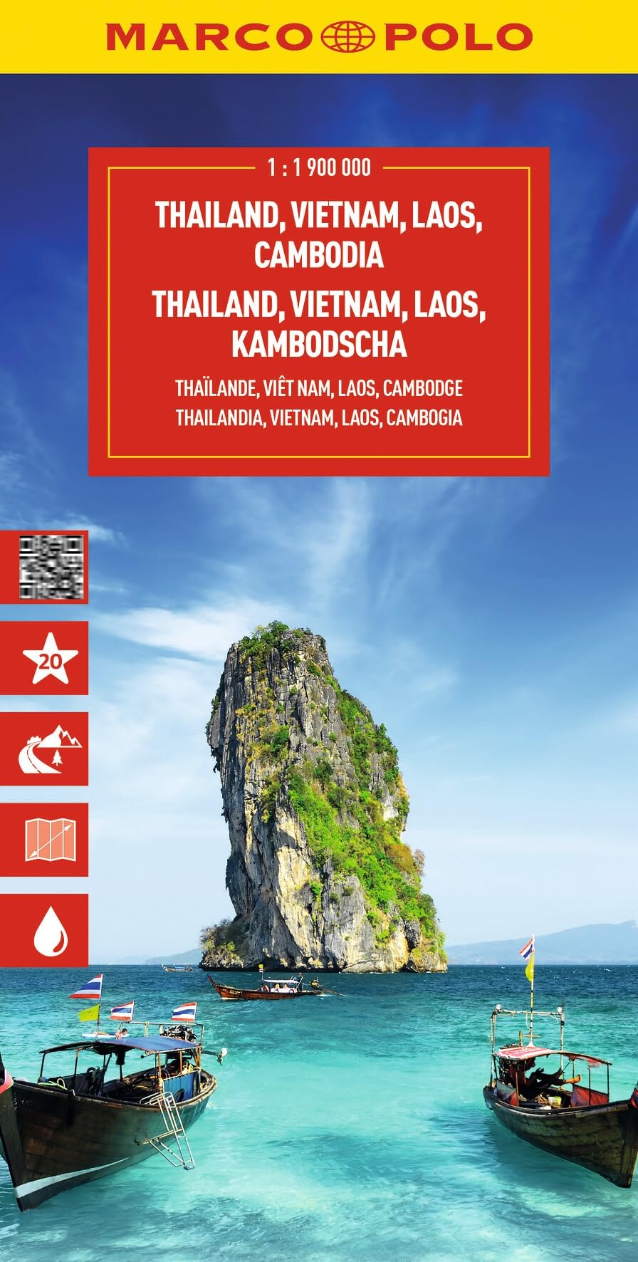 Marco Polo Thailand, Vietnam, Laos, Cambodia Road Map: Travel Map for Road Trips with Top Sights and Scenic Routes (Folded Map)