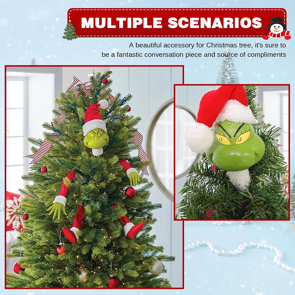 Decorazione Albero Di Natale Grinch - Testa, Braccia E Gambe In Peluche