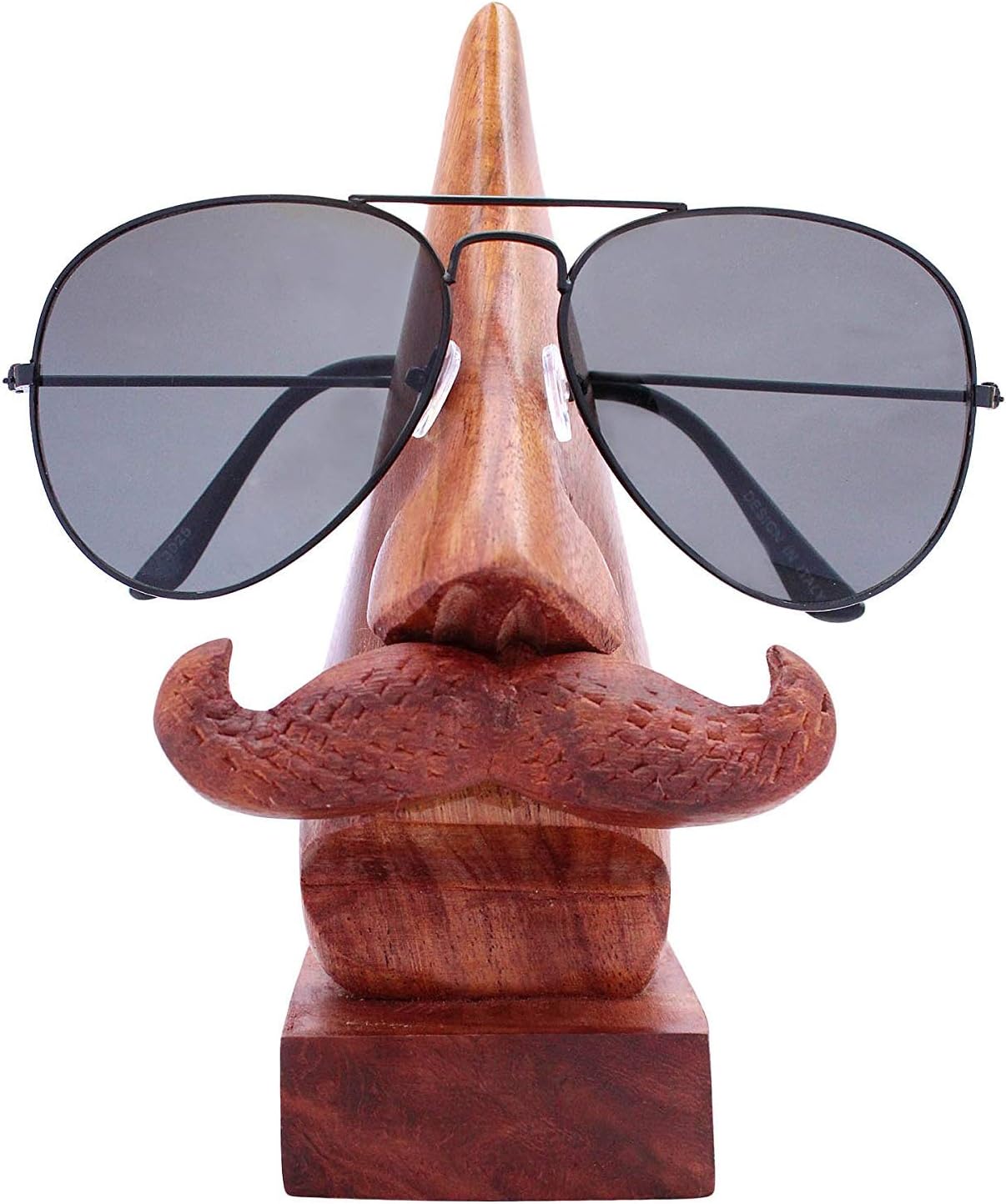 ITOS365 Handmade Wooden Nose Shaped Spectacle Specs Eyeglass Holder Stand with Mustache Gifts for Men