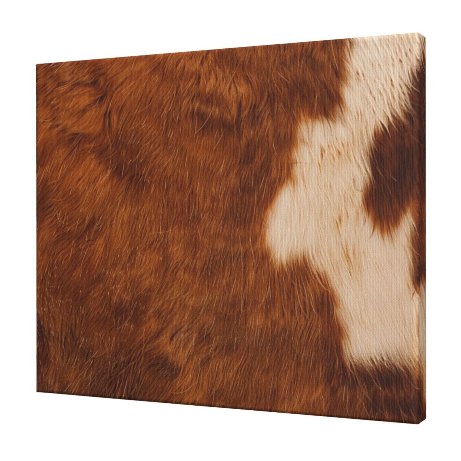 YKLJG red brown cowhide Printed Wall Art Canvas Prints 60x50 CM Wooden Framed Picture Painting Artwork for Bedroom Kitchen Home Office Decor