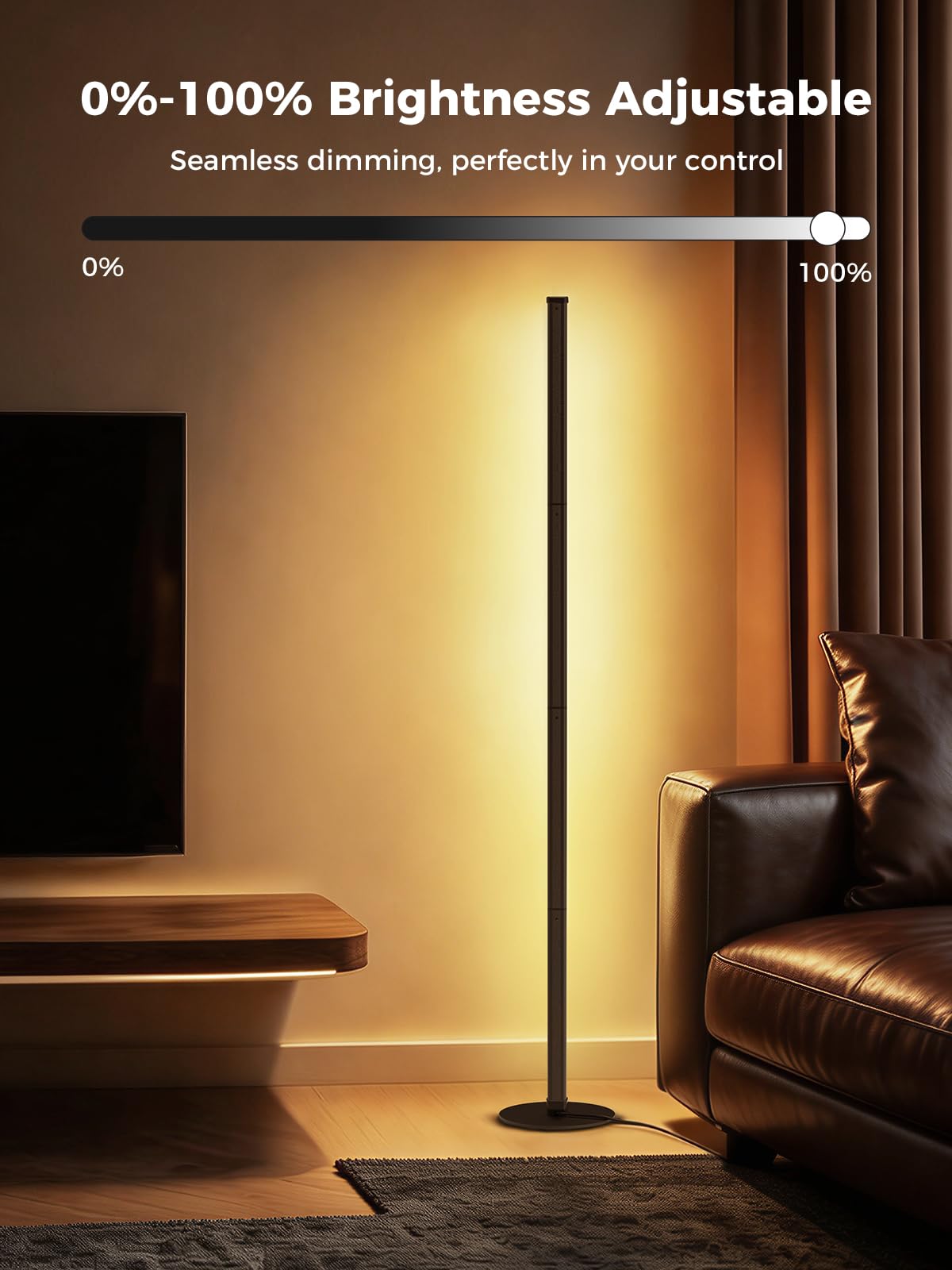 Smiling Shark LED Stehlampe Wohnzimmer, Smart Modern RGBIC Standleuchte mit Fernbedienung und APP 16 Millionen Farben Dimmbar Stehlampe mit Musik Sync und Timer für Schlafzimmer Gaming-Zimmer