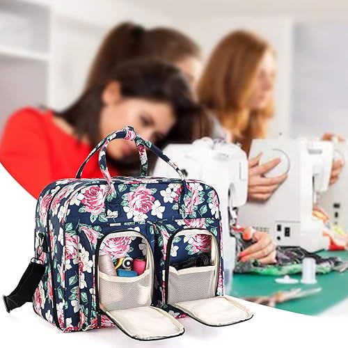 Miniatura 7 de Teamoy Estuche de transporte para máquina de coser, bolsa para máquina de coser con almohadilla inferior de madera para la mayoría de máquinas de