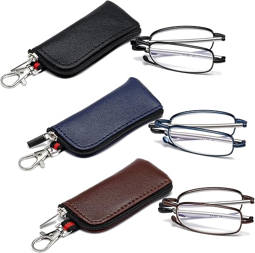 OWTXIS Paquete de 3 lentes de lectura plegables para hombres y mujeres, llavero compacto para lectores con luz azul, anteojos portátiles de bolsillo disponible en Yaxa Colombia
