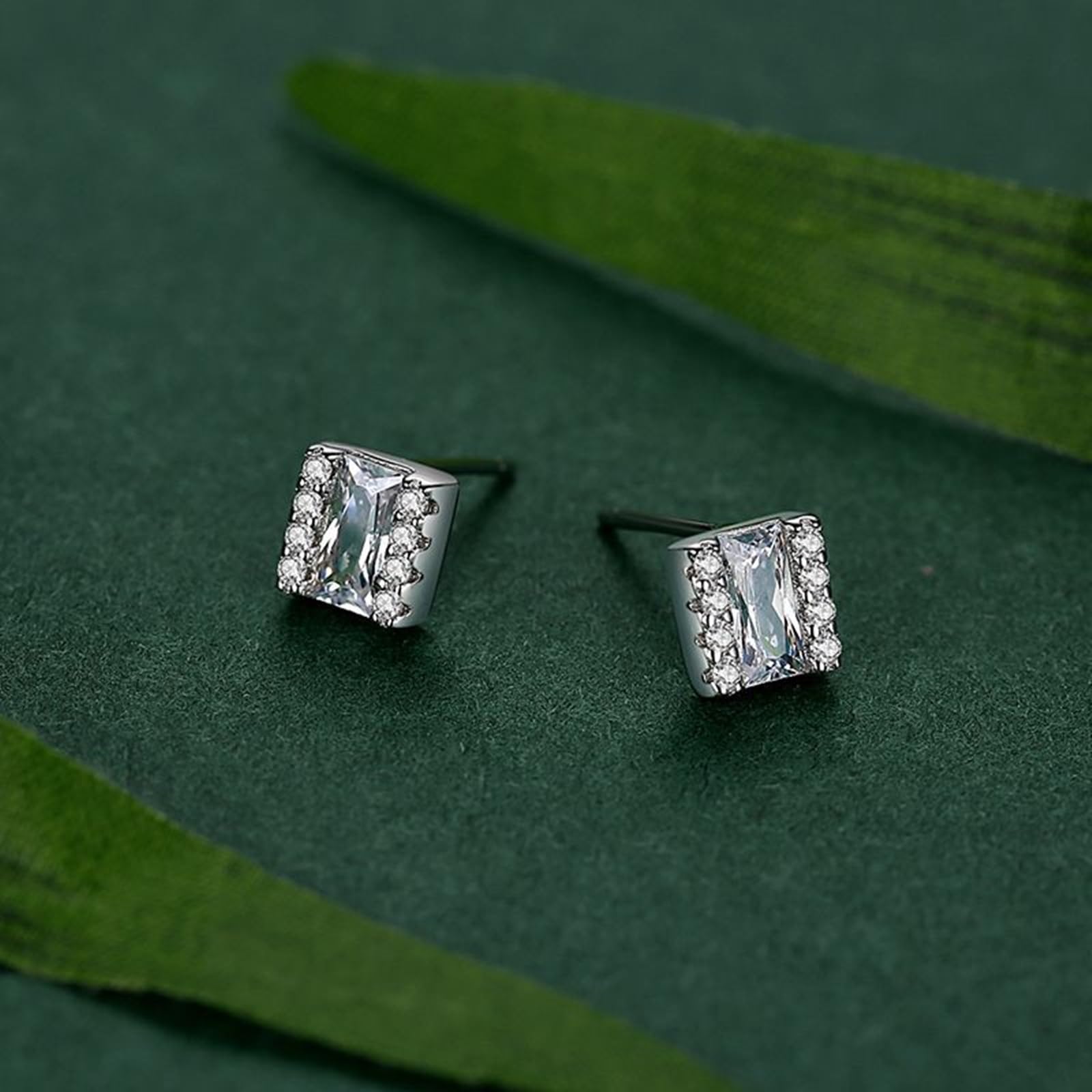Kolczyki sztyfty białe złoto 750 585 375 damskie kolczyki kwadratowe wzornictwo z trapezowym okrągłym Moissanite kolczyki na sztyfcie, prawdziwa biżuteria dla panny młodej, białe złoto