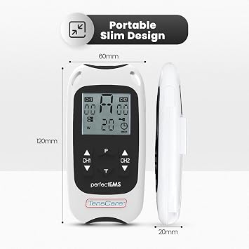 TensCare Perfect EMS Dual Channel TENS and EMS + 12 Replacement Pads (Eligible for VAT relief in the UK)