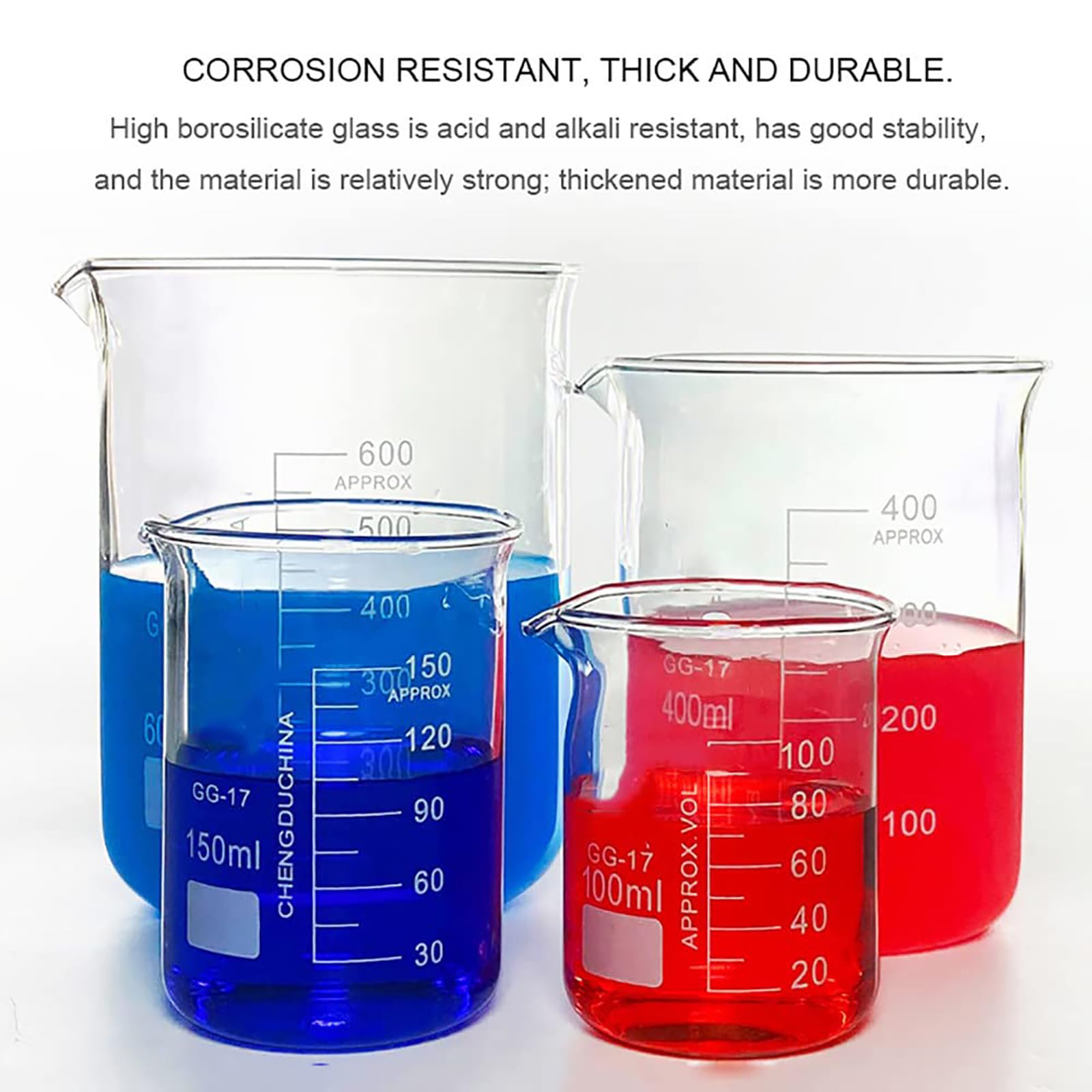 Vaso de vidrio de gran capacidad de 1000 a 10000 ml con varilla agitadora, escala de precisión, medidas precisas para uso en laboratorio y estudiantes