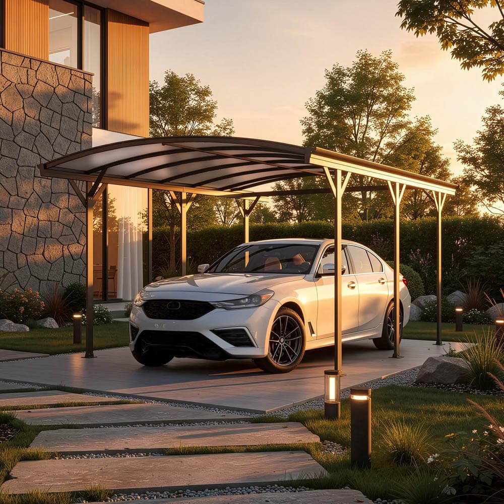 Home Deluxe - Design Carport - FALO, Anthrazit - Maße: 505 x 300 x 226/240 cm - inkl. Montagematerial I Autoüberdachung Garage Unterstand