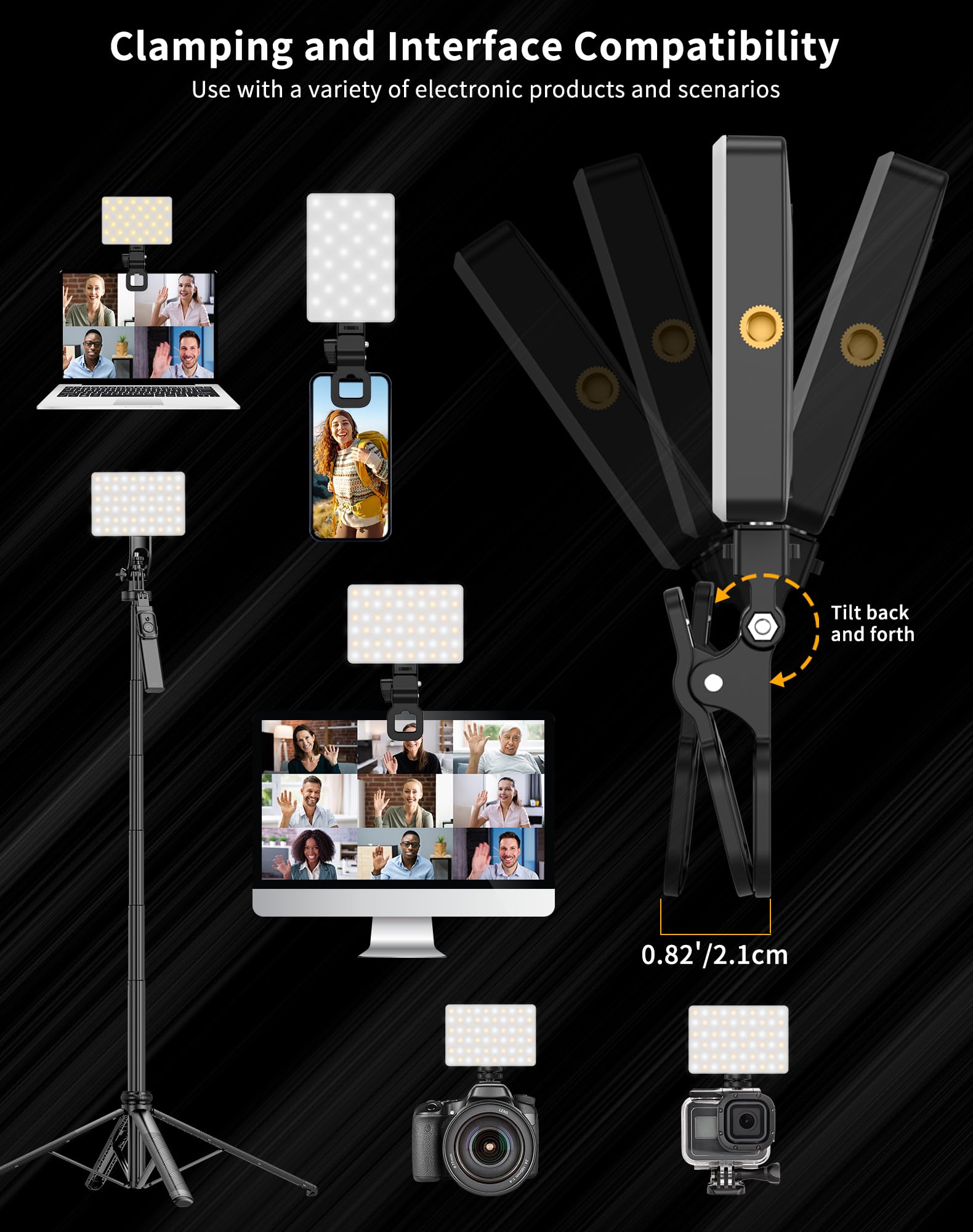 120LED Phone Light Clip: luce selfie per iPhone, regolabile 3 modalità di illuminazione, 3000 mAh, 2500 k-2900 K, CRI95+, illuminazione per registrazione video, luce fotocamera, uso per TikTok