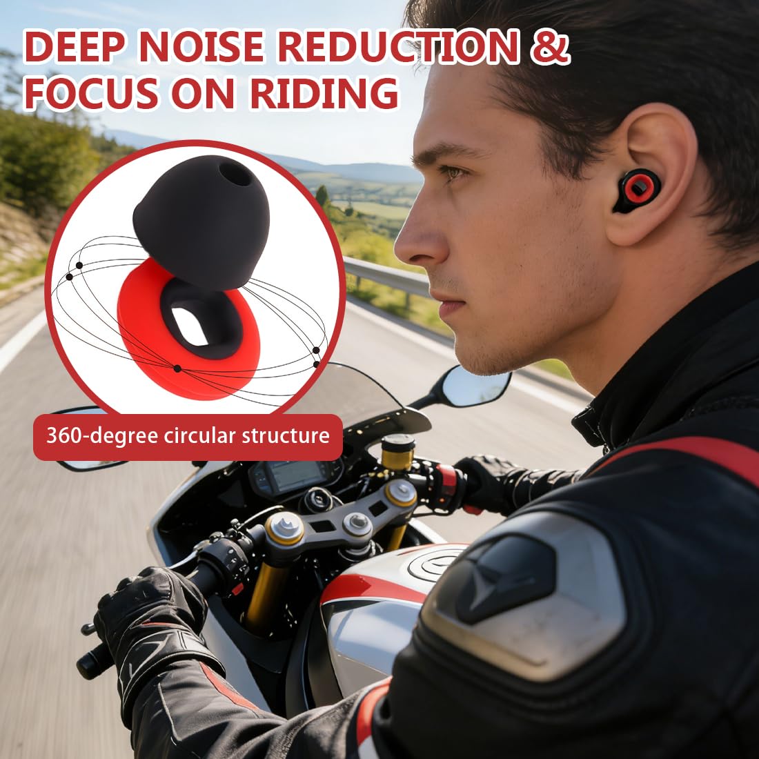 Tappi per Orecchie per Motociclisti, 2 Paia, Protezione dal Rumore del Vento, Tappi in Silicone Riutilizzabili per Concerti e Sonno - 4