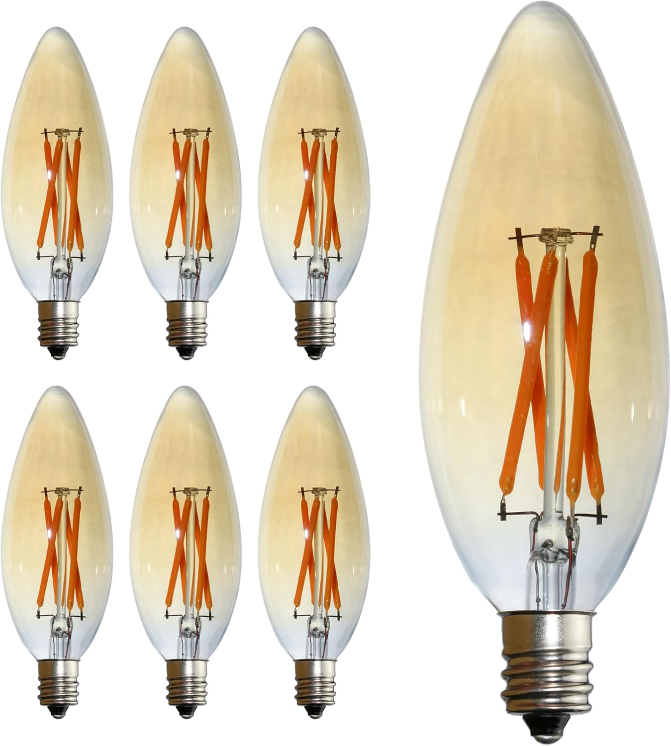 FANNIS 6 Pack C32 Candle Shape LED Bulb, 4W Equals 40W, E12 Base Edison