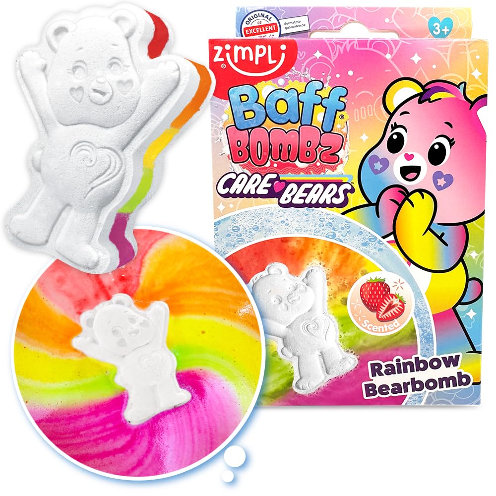 Zimpli KidsCare Bears Baff Bombz, Magically Creates Rainbow Special Effect, Birthday, Christmas, Stocking Filler Gift, Bath Toy for Children, Pocket Money Toy, Bath Bomb Fizzers