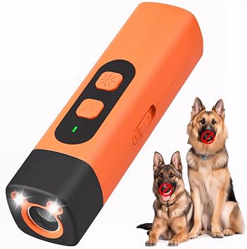 Ultrasonic Dog Repeller, Bark Shield Anti Barking Device for Dogs, 2-in-1 Handheld Dog Bark Deterrent Device with LED Light, Indoor Outdoor Anti-Bark Device for Small, Medium & Large Dogs