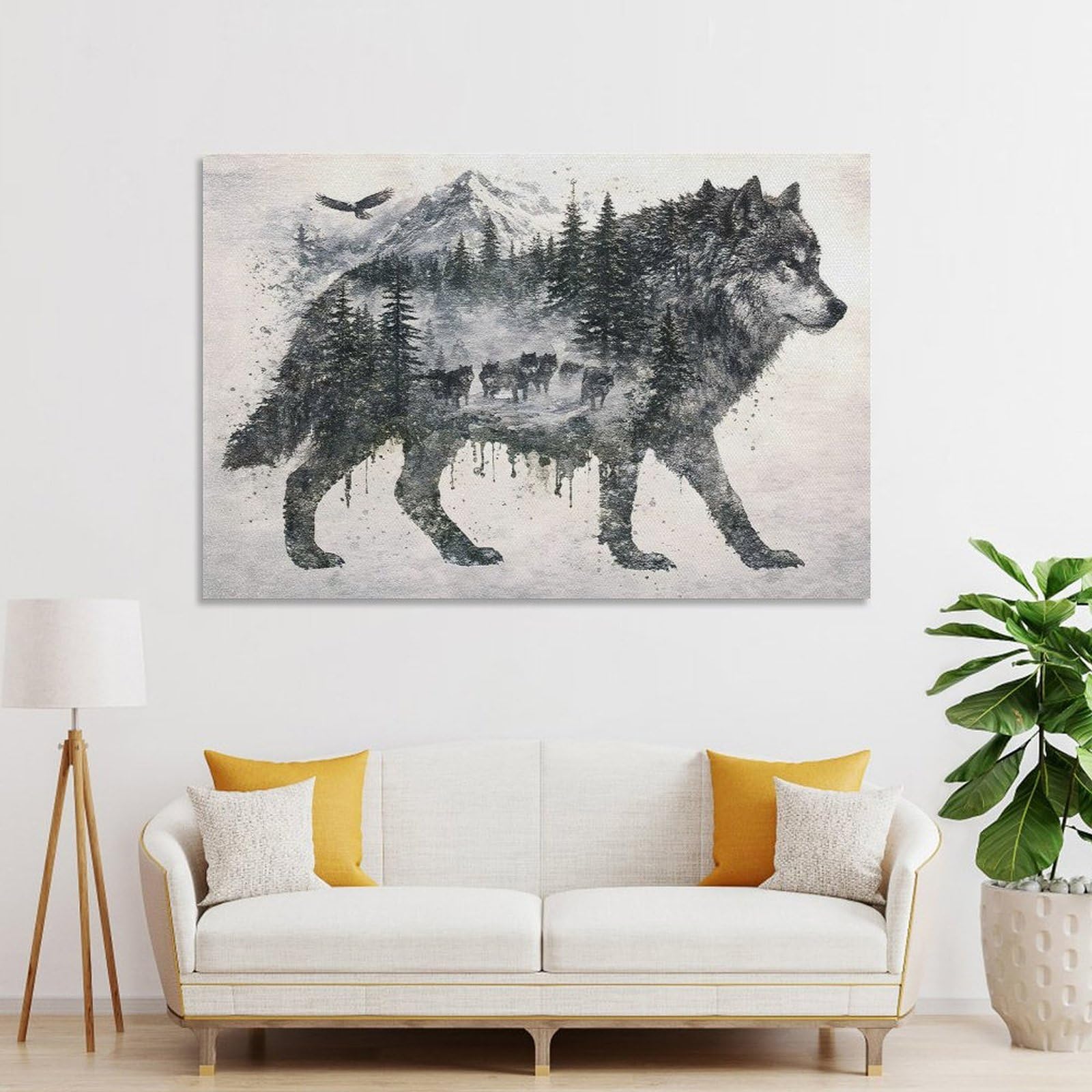 Junmoney Unframe-Style-3-1 Canvas Wall Decor Dire Wolf The Spirit Of Ancestral Creatures, 20X30inch(50X75cm), For Home Lounge, Bedroom Or Reading Nook, Eye Catching Artwork For Blank Walls
