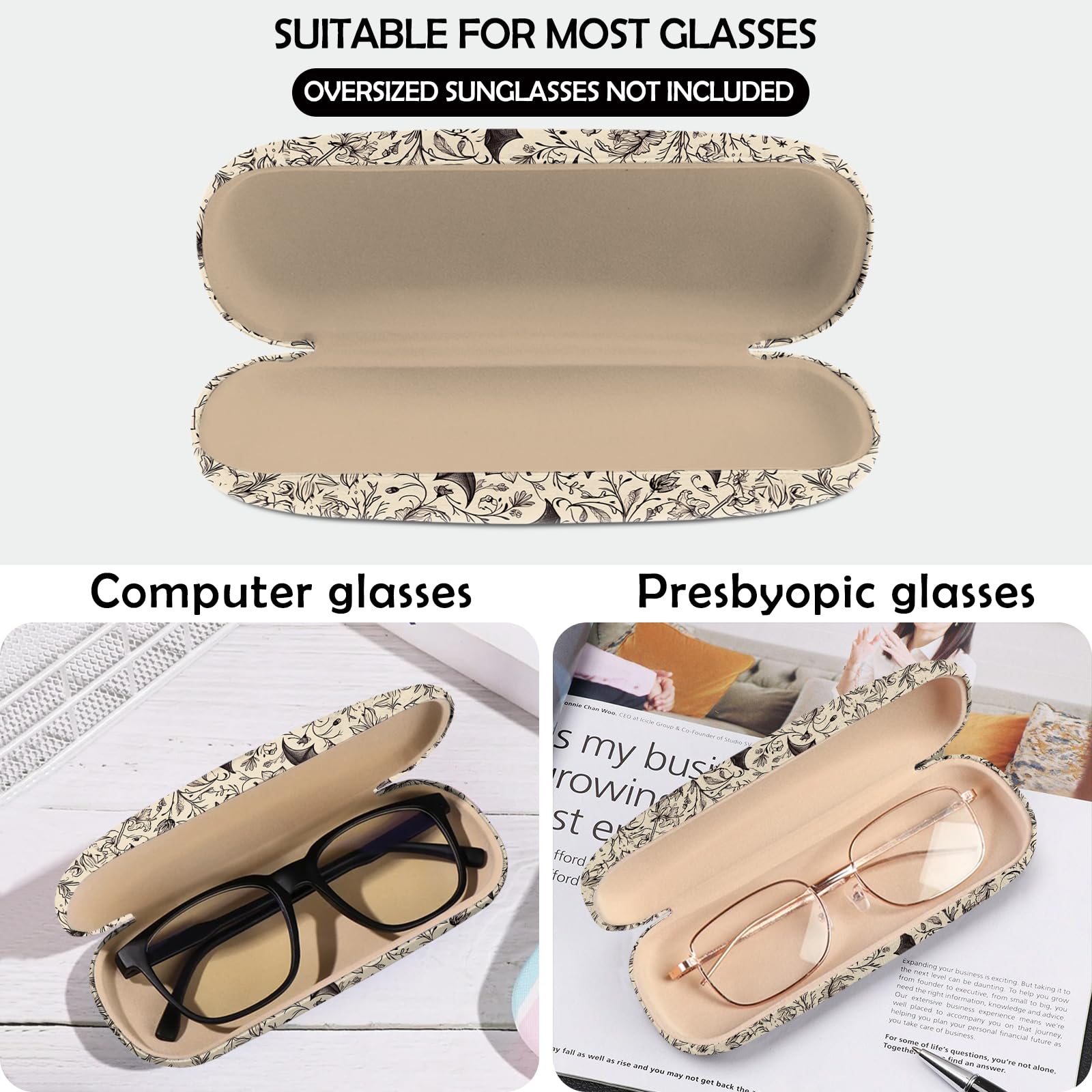 Cabreche Glasses Case Hard Shell Eyeglass Portable Glasses Eyeglasses Holder Box with Cleaning Cloth Women Girls Men Cute: Ab2-bat