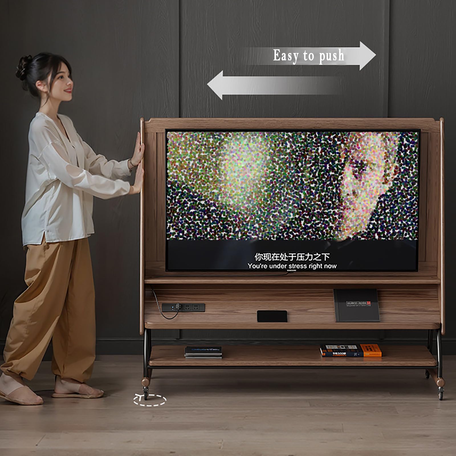 Movable TV Cabinet, 20in-75in TV Stand with Storage Cabinet