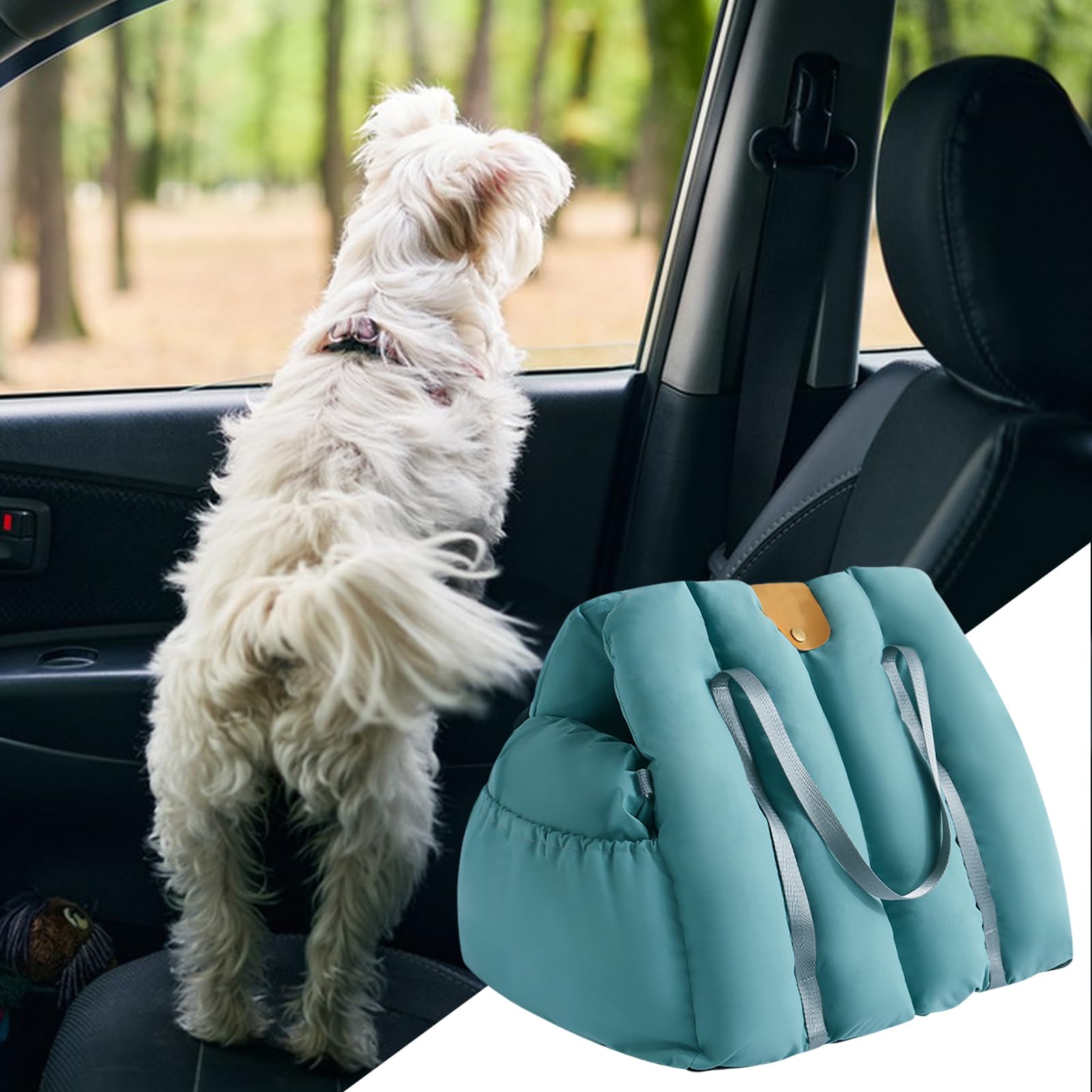 Asiento Elevador de Coche para Mascotas – Cama compacta de Viaje para | cachorros, transportador portátil suave, soporte de seguridad , asiento portátil ajustable para perros y gatos, para