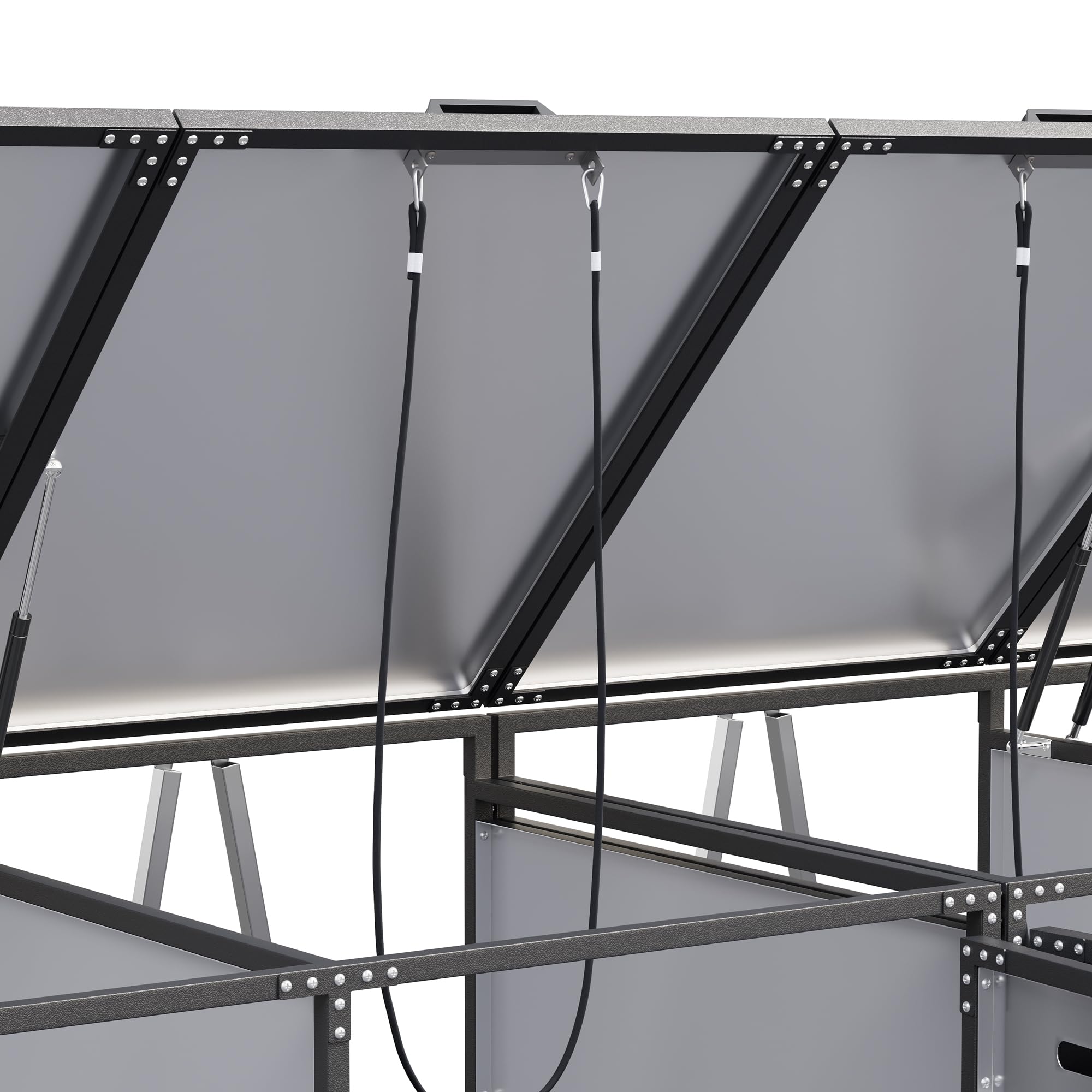 Contenitore per bidoni della spazzatura con coperchio idraulico, rivestimento verticale effetto legno, ventilazione a fori lunghi, armadio da giardino in ferro con serratura (1, grigio-2)