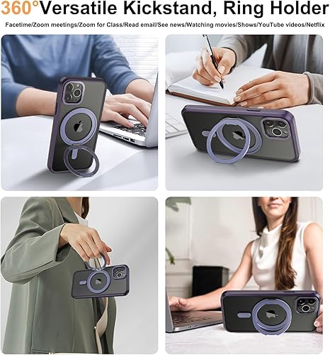 Miniatura 3 de STERKER Funda transparente con anillo giratorio de 360 para iPhone 11 Pro Max compatible con magnético 2 protectores de pantalla con soporte,