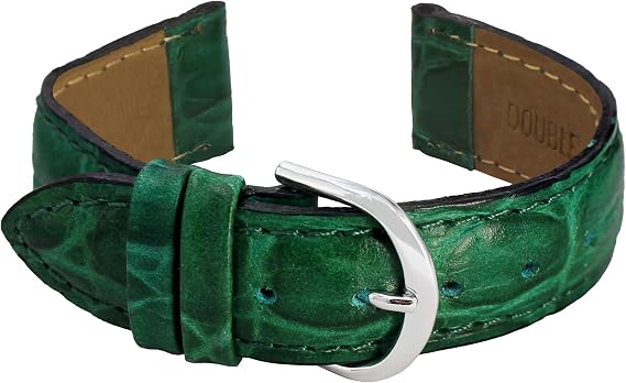 Cinturino Orologio in Verde Pelle - 18mm - - Fibbia in Argento acciaio  inossidabile - B18GreItr26S : Amazon.it: Orologi