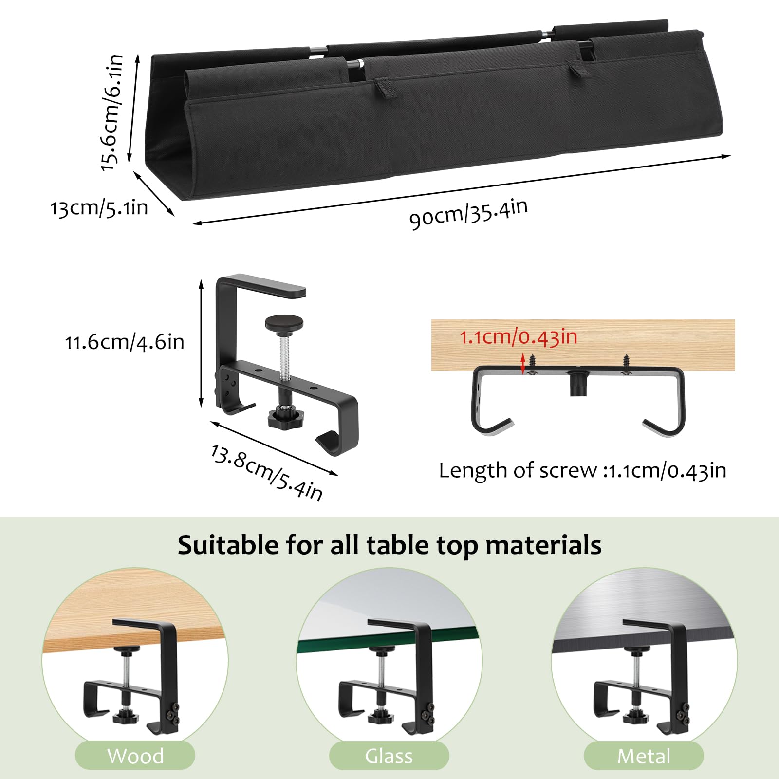 Lot de Cable Management, 90cm Rangement Cable Bureau sous Table Sans Perçage, Passe Cable Bureau Grande Capacité pour La Gestion des Câbles et des Multiprises