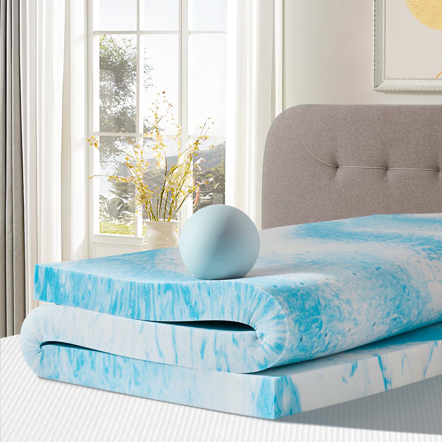 2 Inch Memory Foam Cooling Foam Pad Queen Size Gel