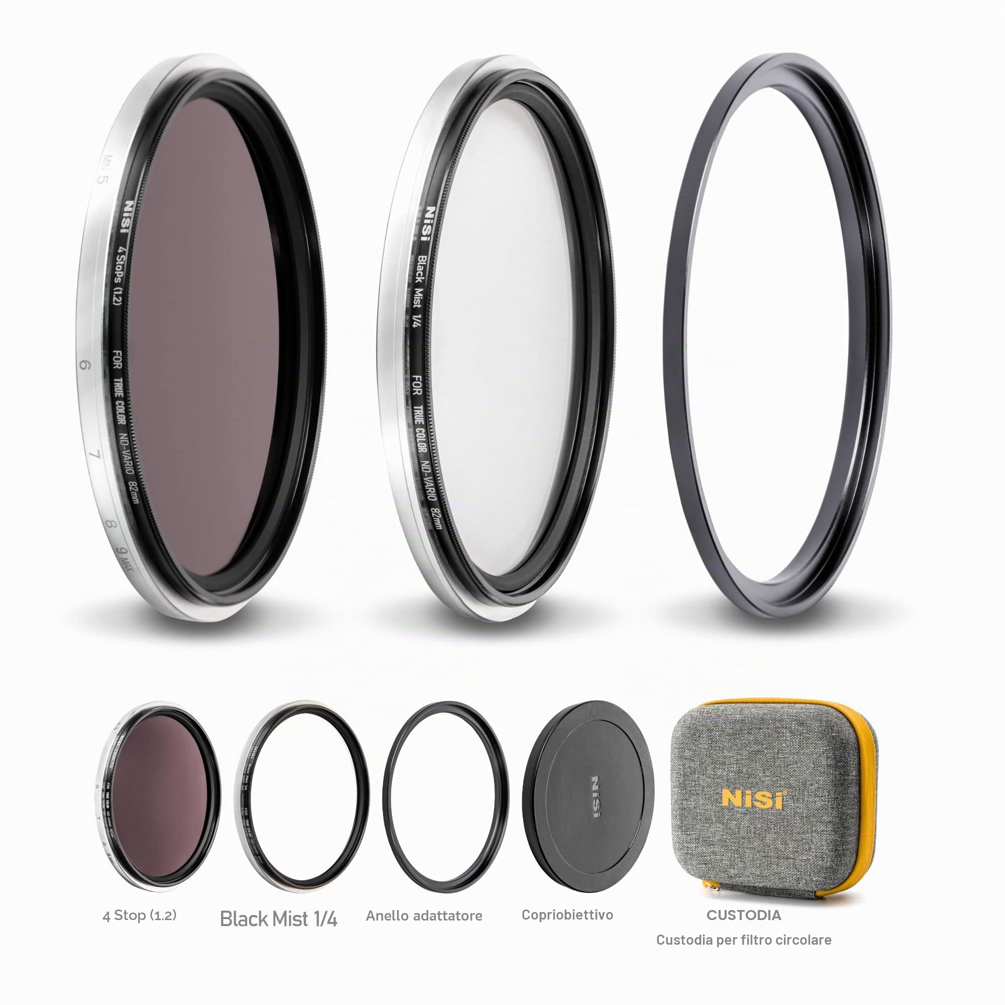 NiSi Swift Add-on Kit 67mm per True Color VND 1-5 Stop | Filtro ND16 (4 Stop) + Filtro Black Mist 1/4 | Sistema Swift da Aggiungere al True Color VND | Non per Uso Singolo | Aggiunge filtri ND a 4 stop e 1/4 di nebbia nera per gamma VND da 5 a 9 stop