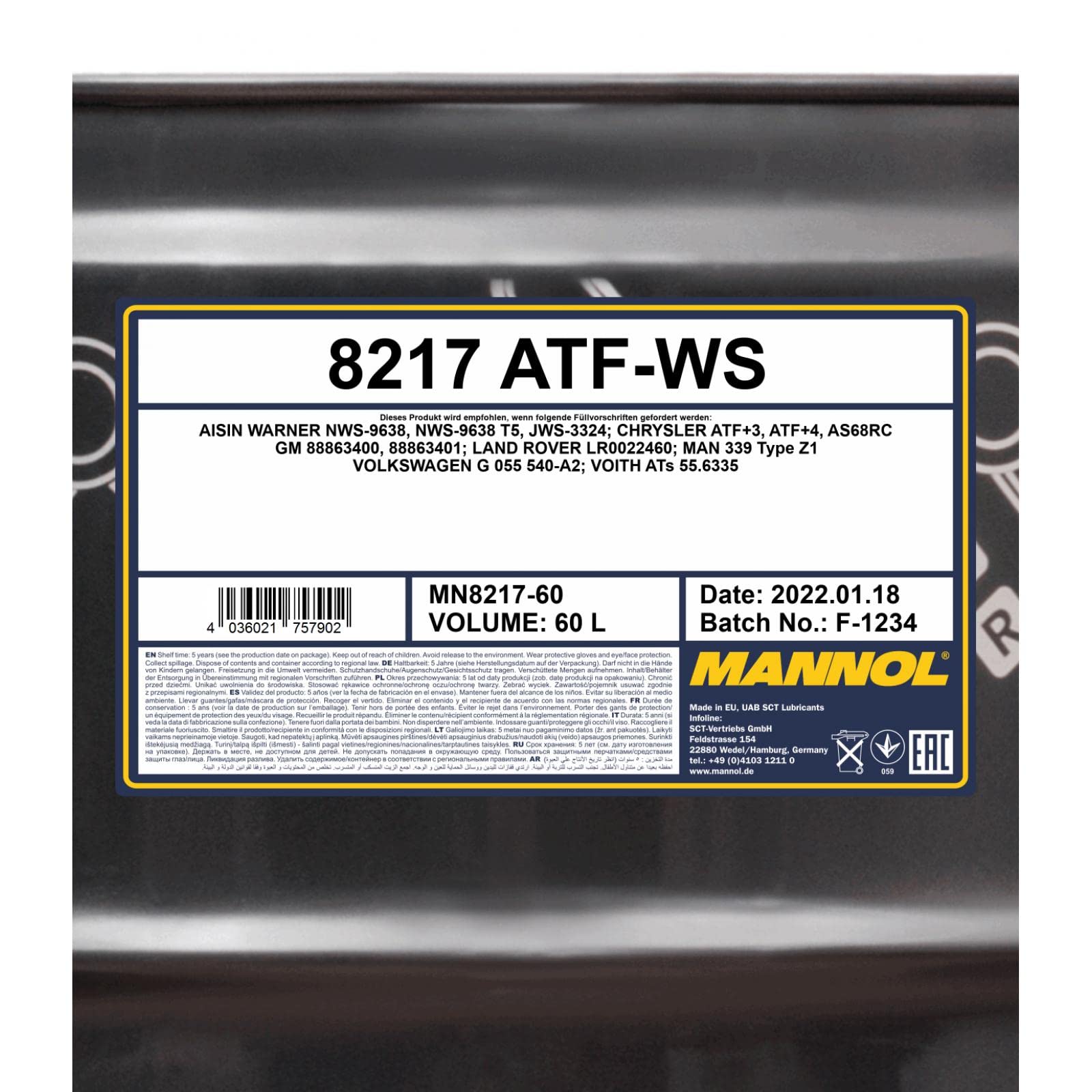 MANNOL MN8217-60 Aceite para transmisión automática 60L Rojo
