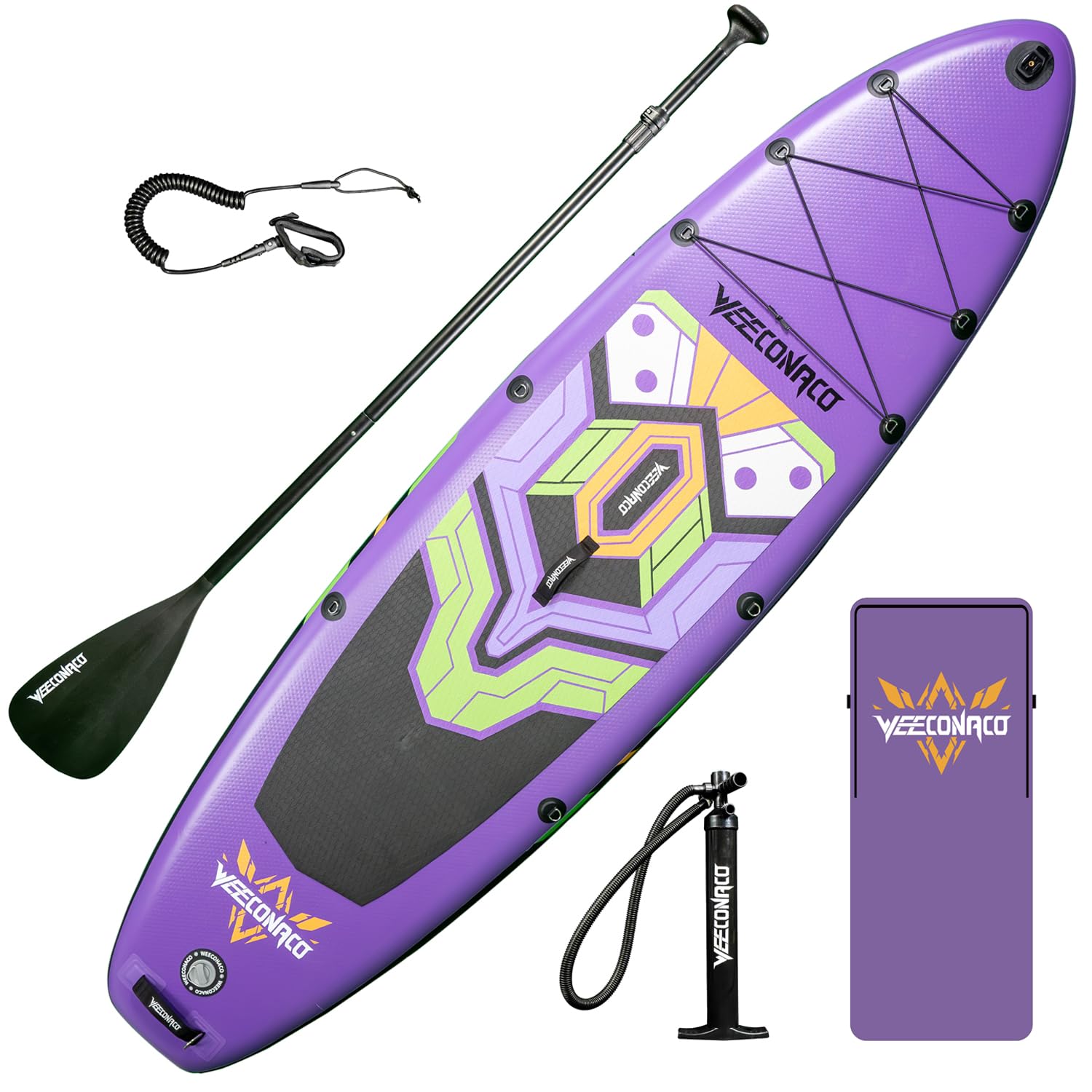 Stand Up Paddling Board Inflatable SUP Board Set, 320 x 82 x 15.5 cm, Load Weight Capacity up to 170 kg, Extra Package and Safty Line, Adjustable Paddle and Pump Included.
