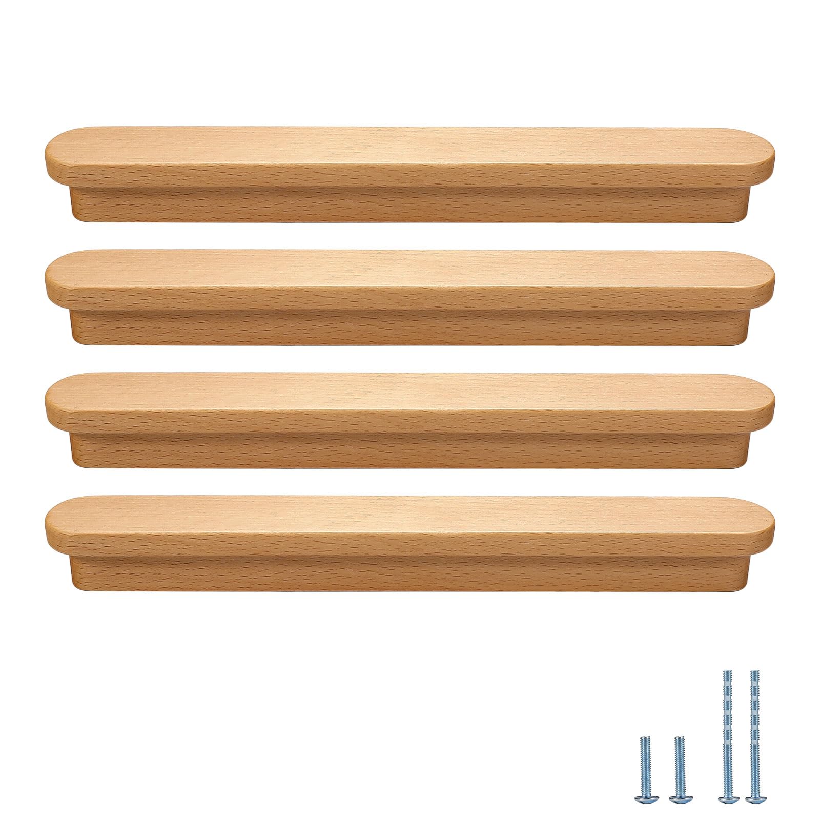 Evionlin 10 Pcs Beech 9 in Widened Wooden Cabinet Door Handle Wardrobe Door Drawer Door Pull