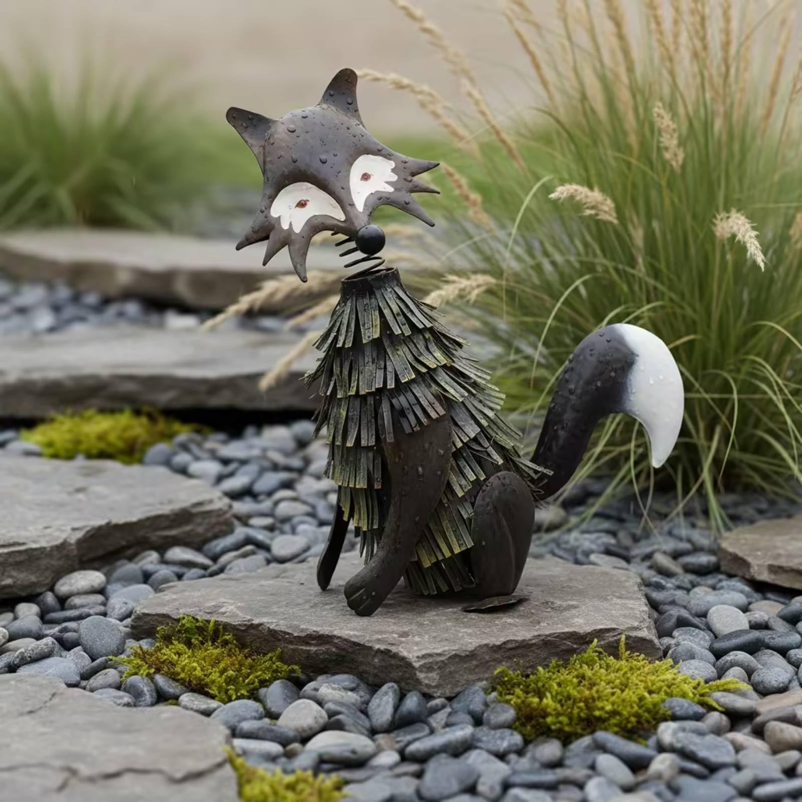 Metall-Figur aus Metall Vintage Metallfuchs patiniert Fuchsfigur aus für Gartenliebhaber