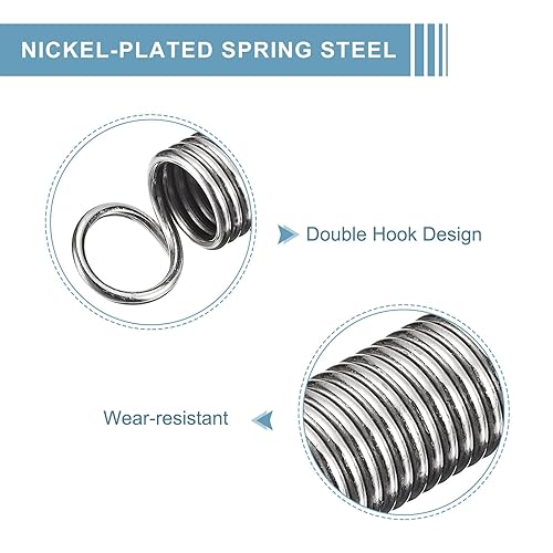 Miniatura 9 de uxcell Resorte extendido (0.043 x 0.43 x 10.25 pulgadas, 0.043 x 0.437 x 10.250 in), 1 resorte de tensión de doble gancho de acero para construcción