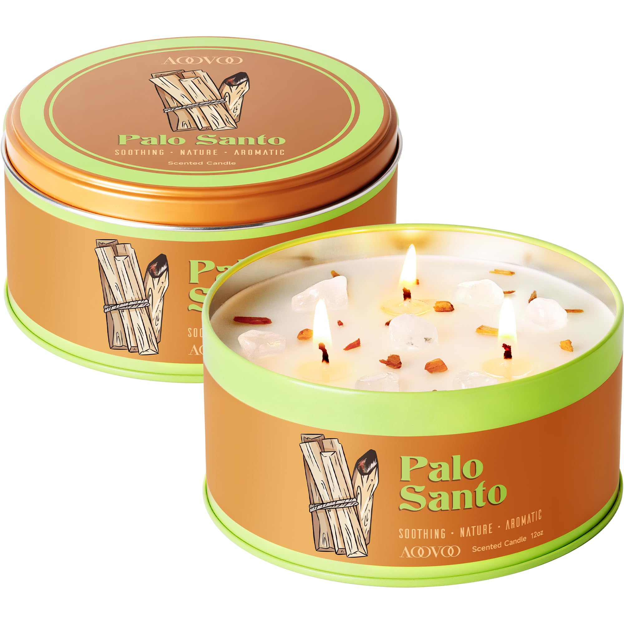 AOOVOO Palo Santo Candle for Meditation &amp; Cleansing - 2 Pack Scented Candle