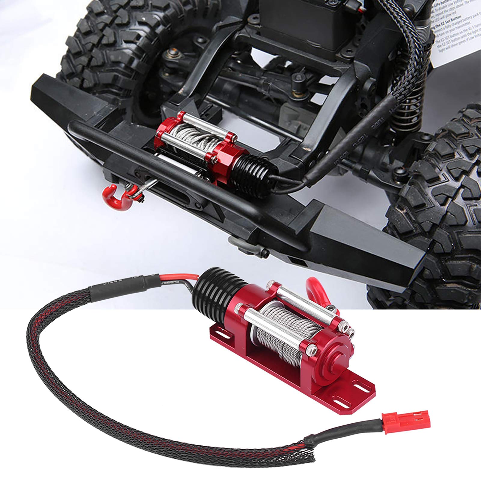 Demeras Verricello RC con Telecomando, Accessorio per Auto cingolato con verricello Elettrico in Metallo in Scala 1/10